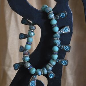 Turquoise Beaded Spiral Accent Bracelet